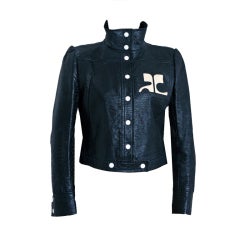 1960's Courreges Black-Vinyl Cropped Space-Age Mod Jacket