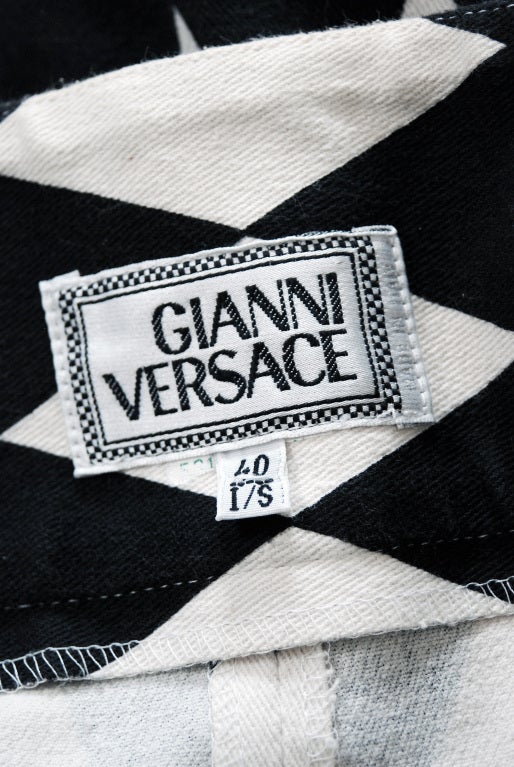 1990's Gianni Versace Harlequin Rare Black & White Skinny Jeans 1