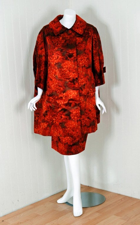 1950's Christian Dior Numbered Couture Floral-Silk Dress & Coat 1