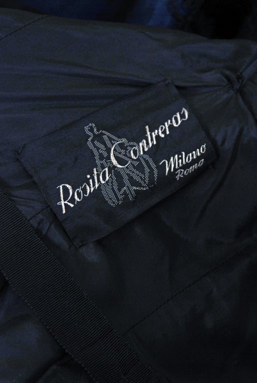 1950's Rosita Contreras Couture Black Blue Chantilly-Lace Dress 3