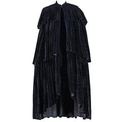 Vintage 1970's Thea Porter Couture Black Sillk-Velvet Tiered Cape Coat