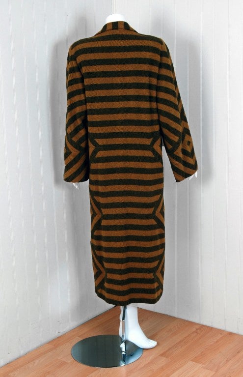 1940's Adrian Original Striped Wool Double-Breasted Noir Coat 2