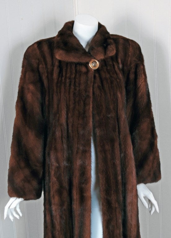 Women's 1990's Louis Feraud Luxurious Brown Mink Fur Full-Length Coat