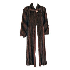 Retro 1990's Louis Feraud Luxurious Brown Mink Fur Full-Length Coat