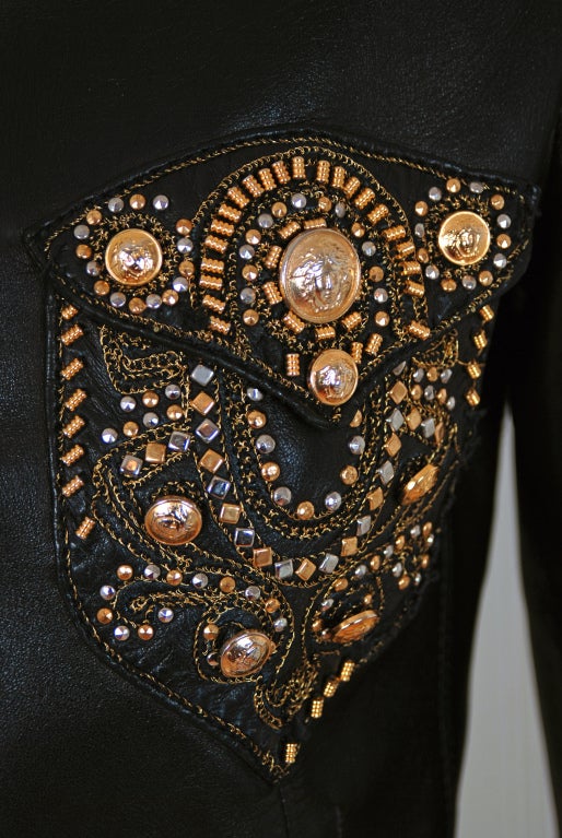 1990's Gianni Versace Couture Studded Cropped Leather Jacket 1