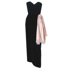 1949 Christian Dior Haute-Couture Black Velvet Dress Skirt Set