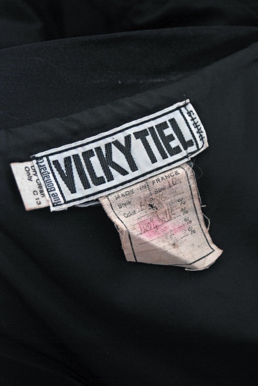 1970's Vicky Tiel Black Ruched Silk Halter Wiggle Cocktail Dress 2