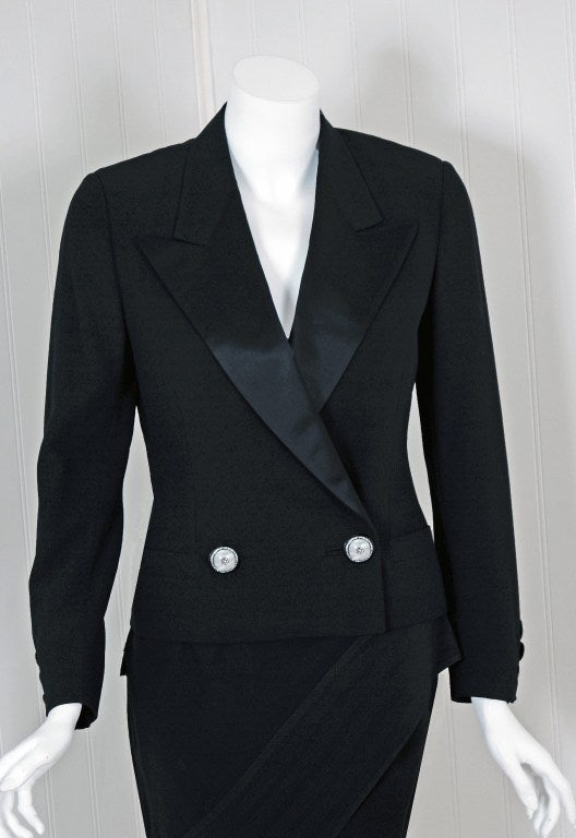 Women's 1990's Gianni Versace Couture Asymmetric Tuxedo Mini-Skirt Suit