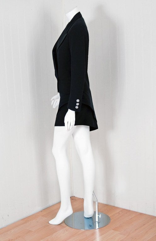 1990's Gianni Versace Couture Asymmetric Tuxedo Mini-Skirt Suit 2