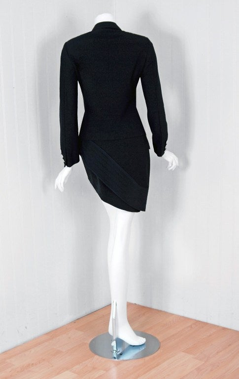 1990's Gianni Versace Couture Asymmetric Tuxedo Mini-Skirt Suit 4