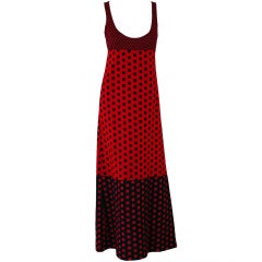 Retro 1971 Rudi Gernreich Op-Art Red & Black Checkered Graphic Dress