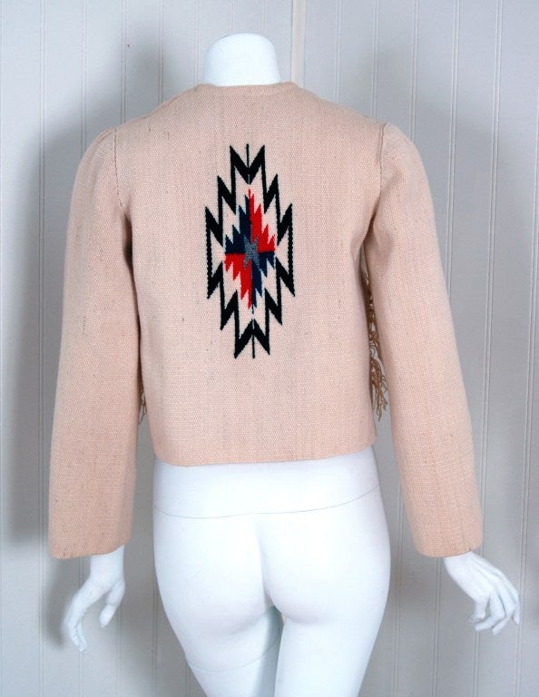 1940's Chimayo Native American IvoryCreme Wool Cropped Jacket at
