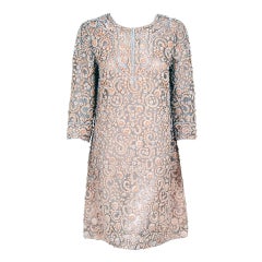 1968 Christian Dior Couture Organza-Kleid mit Perlenapplikationen