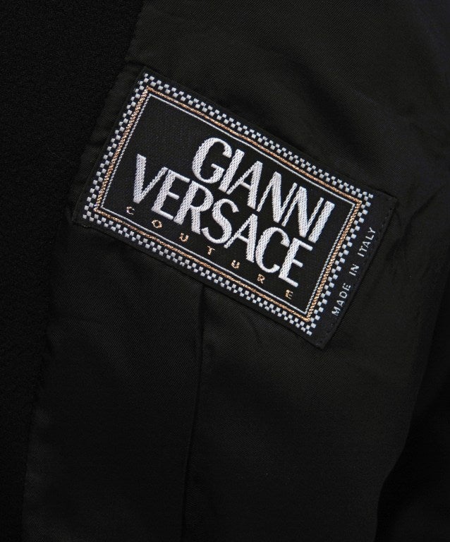 1990's Gianni Versace Couture Bondage Black-Wool Fitted Jacket 2