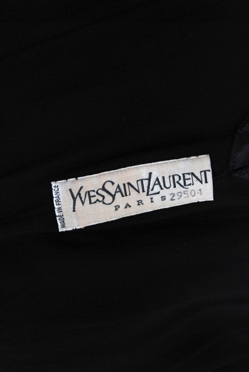 1971 Yves Saint Laurent  Black Haute-Couture Tiered Silk Dress 3