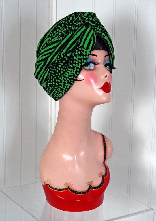 1968 La Mendola Couture Grecian Silk-Chiffon Dress & Turban-Hat 2