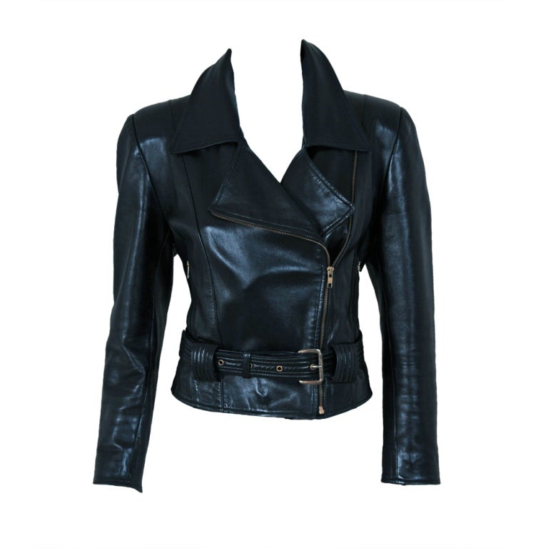 1990's Jean-Claude Jitrois Rare Black Leather Motorcycle Jacket at 1stdibs