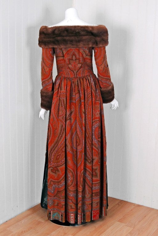 1970's Lanvin Iconic Paisley Mink Fur Russian Haute-Couture Gown 1