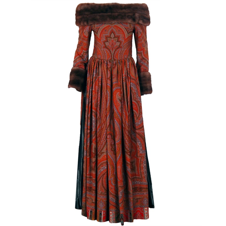 1970's Lanvin Iconic Paisley Mink Fur Russian Haute-Couture Gown