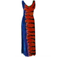 Vintage 1992 Christian Lacroix Haute-Couture Graphic Silk-Velvet Hourglass Gown