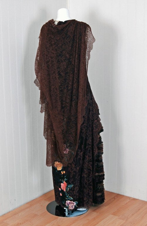 1991 Christian Lacroix Applique Beaded Haute-Couture Lace Gown 1