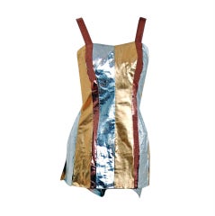 1950's Deweese Designs Bombshell Metallic Stripe-Lurex Swimsuit