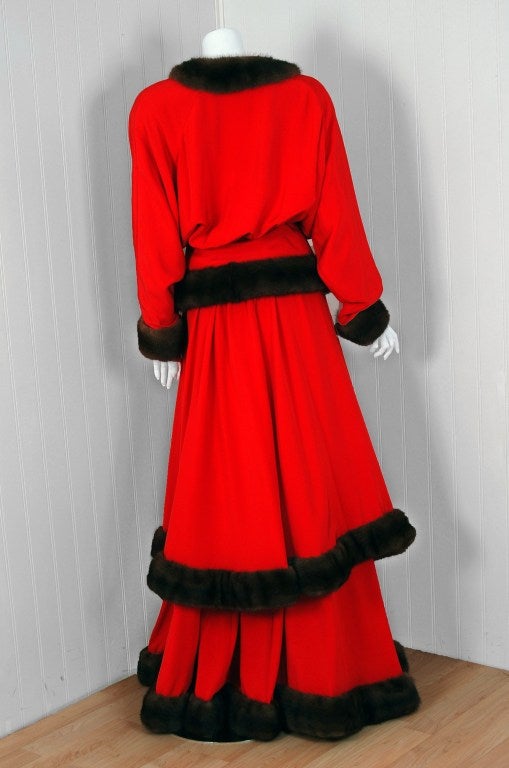 1970's Jeanne Lanvin Iconic Silk & Mink Fur Haute-Couture Gown 2