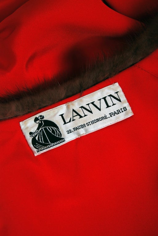 1970's Jeanne Lanvin Iconic Silk & Mink Fur Haute-Couture Gown 3