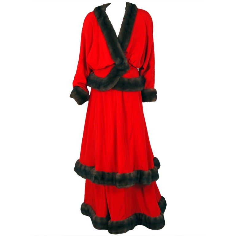 1970's Jeanne Lanvin Iconic Silk & Mink Fur Haute-Couture Gown