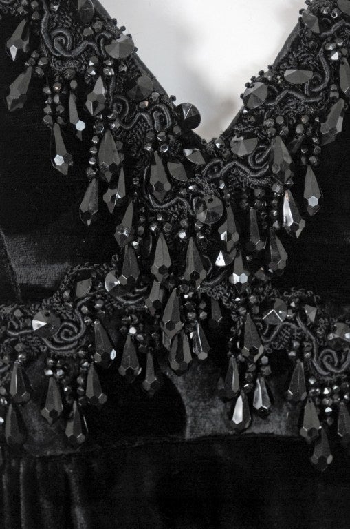 1960's Lillie Rubin Polka-Dot Black Beaded Velvet Party Dress 1