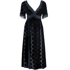 Retro 1960's Lillie Rubin Polka-Dot Black Beaded Velvet Party Dress