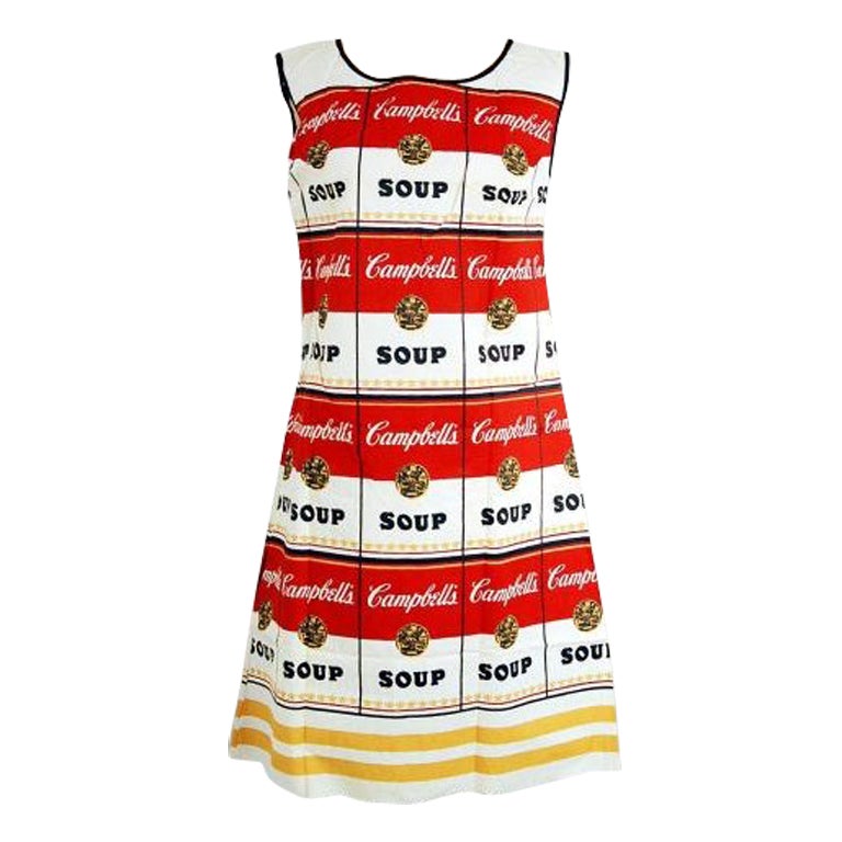 1960's Iconic Campbell Souper Novelty Op-Art Print Paper Dress