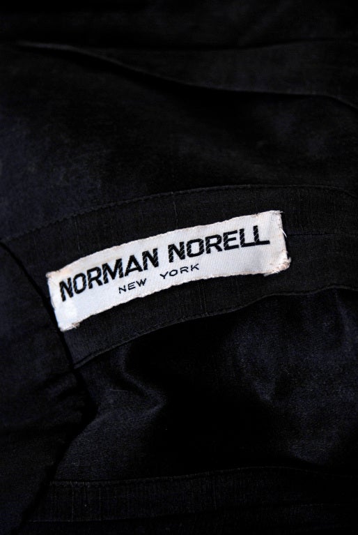 1960's Norman Norell Black & Pink Sequin Evening Tea-Gown Dress 2