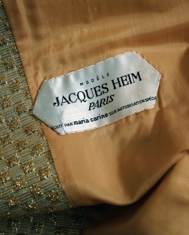 1960's Jacques Heim Metallic-Gold Lame Mod Deco Dress and Coat at 1stDibs