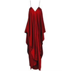 Vintage 1970's Yves Saint Laurent Grecian Haute-Couture Red Satin Dress