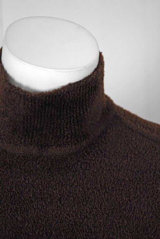 Women's 1990's Azzedine Alaia Chocolate-Brown Bodycon Hourglass Knit Wiggle Dress