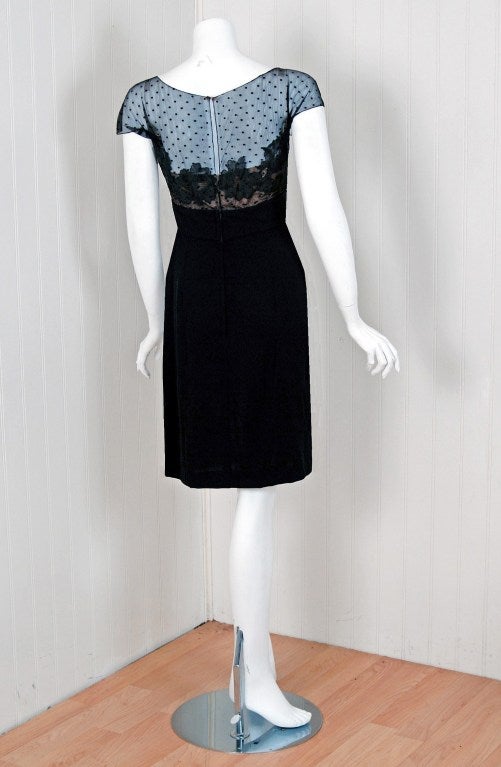 1950's Peggy Hunt Sheer Lace Illusion Hourglass Cocktail Dress 2