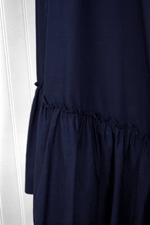 1990's Chanel Asymmetric Cut-Out Navy-Blue Cotton Maxi Day Dress 2