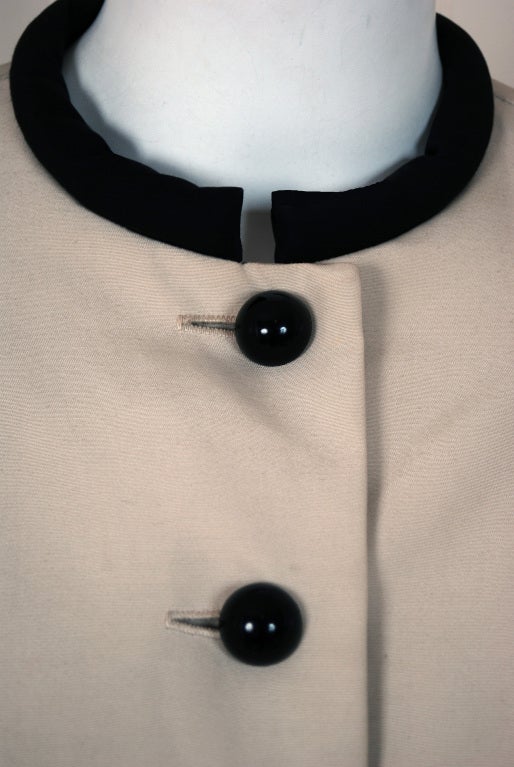 1966 Courreges Couture Black & Khaki Rare Space-Age Mod Jacket In Excellent Condition In Beverly Hills, CA