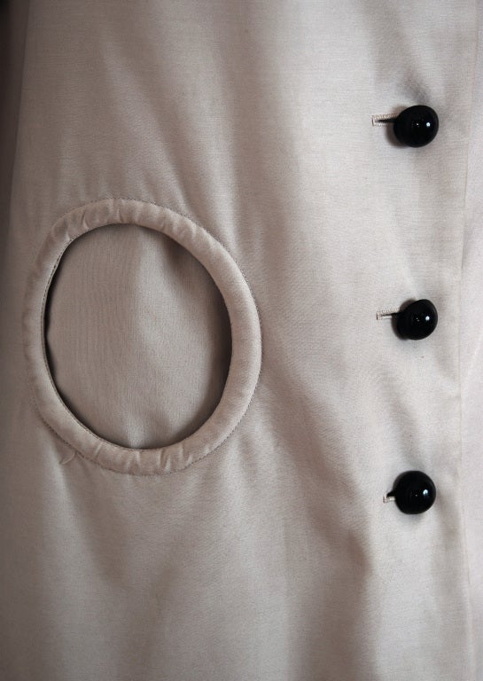 Women's 1966 Courreges Couture Black & Khaki Rare Space-Age Mod Jacket