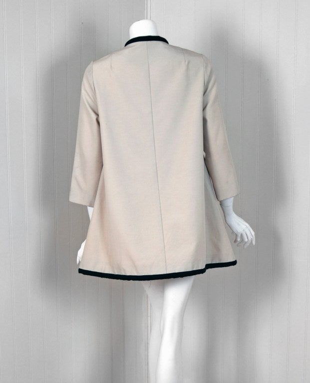 1966 Courreges Couture Black & Khaki Rare Space-Age Mod Jacket 2