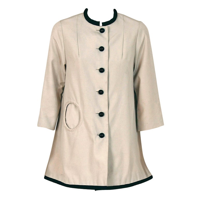 1966 Courreges Couture Black & Khaki Rare Space-Age Mod Jacket