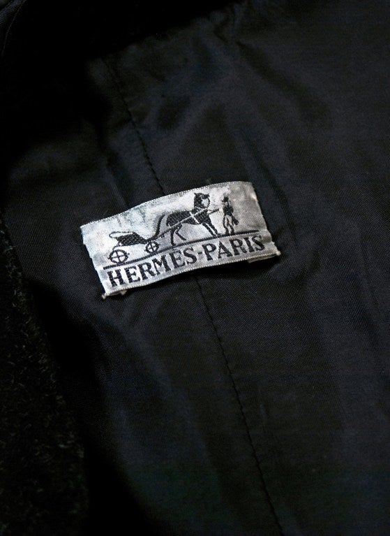 1960's Hermes Paris Black Leather-Suede Tailored Wiggle Skirt Jacket Ensemble 3