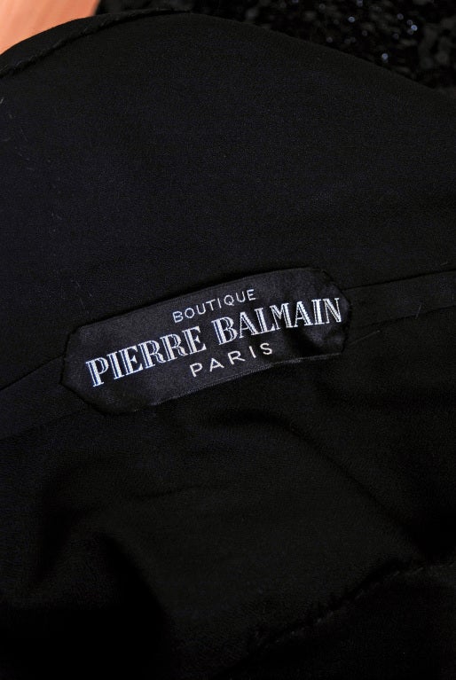 1960's Pierre Balmain Sequin-Lace & Velvet Black Cocktail Dress 3
