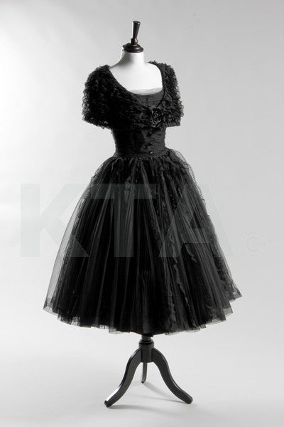 1959 Christain Dior Couture Derivation Black-Lace & Brown-Tulle Party Dress 2