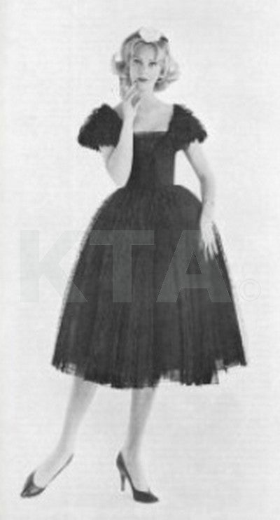 1959 Christain Dior Couture Derivation Black-Lace & Brown-Tulle Party Dress 3