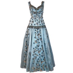 1954 Pierre Balmain Couture Beaded Satin Gown