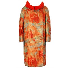 1958 Jean Desses Couture Metallic Lame Abstract-Print Cocktail Dress & Coat 5