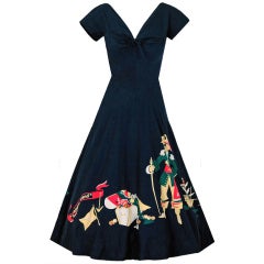 1940's Treasure Island Novelty Print Colorful Cotton Sun Dress