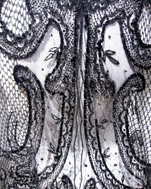 1890's Dramatic Victorian Beaded Sequin Mixed-Lace Long Cape 2